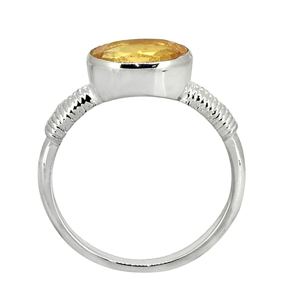 Premium Sterling Silver Citrine Solitaire Ring - Autumn Sunshine Gemstone