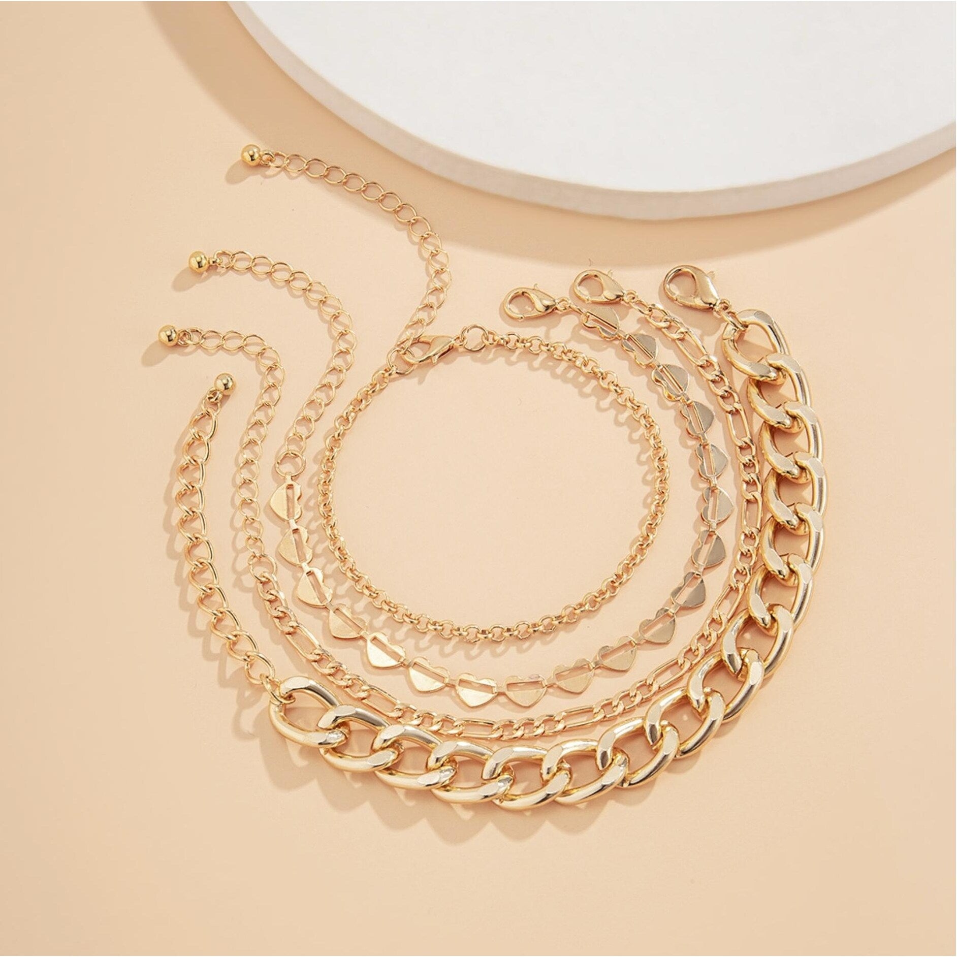 Premium Goldtone Chain Link Bracelet Set - Ultimate Layering Collection