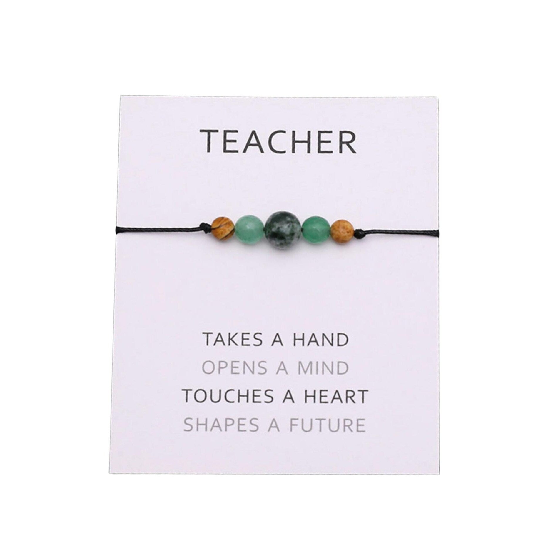 Premium Adjustable Teacher Appreciation Bracelet - Natural Agate & Jasper Beads