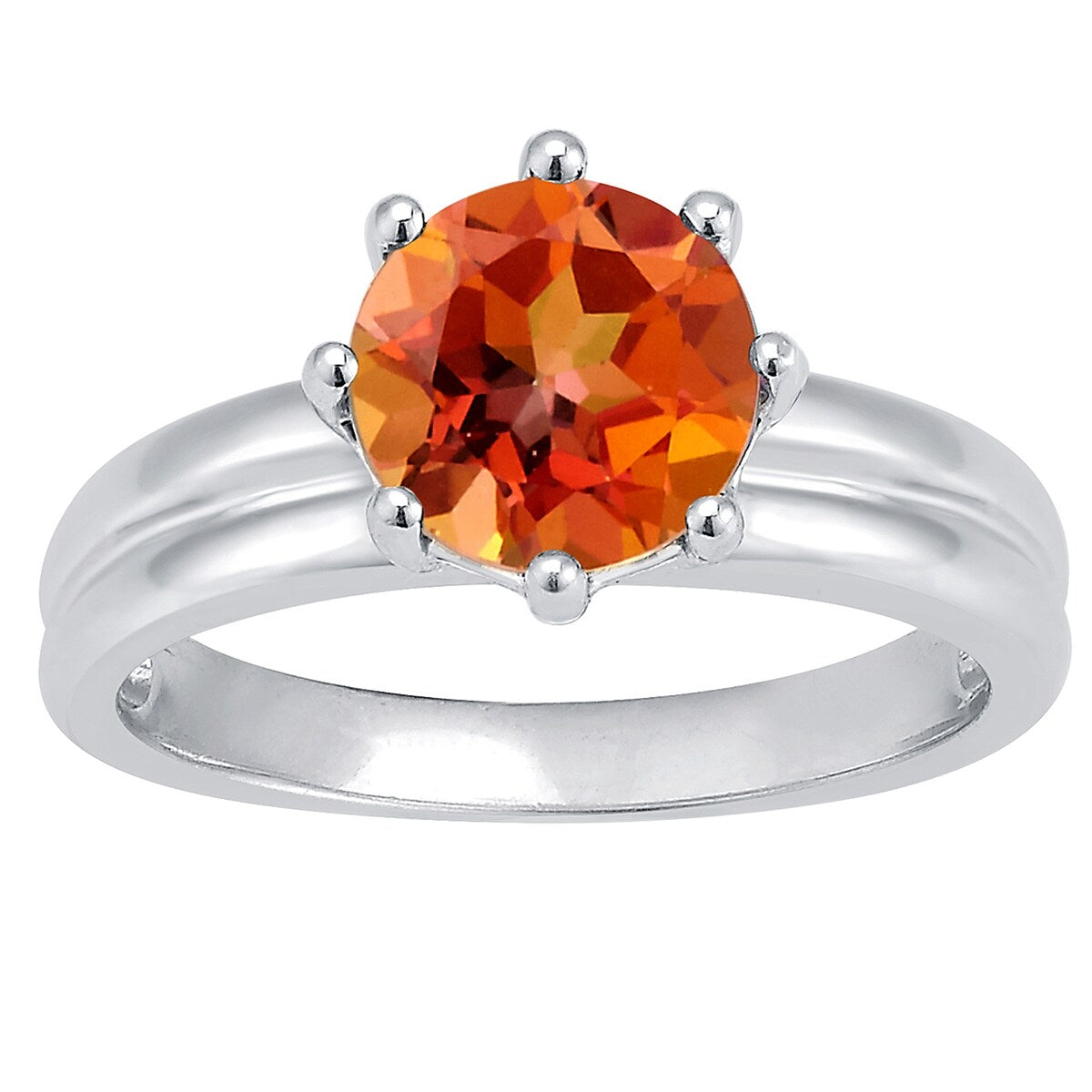 Premium Fire Topaz Sterling Silver Solitaire Ring - Ultimate Style Statement