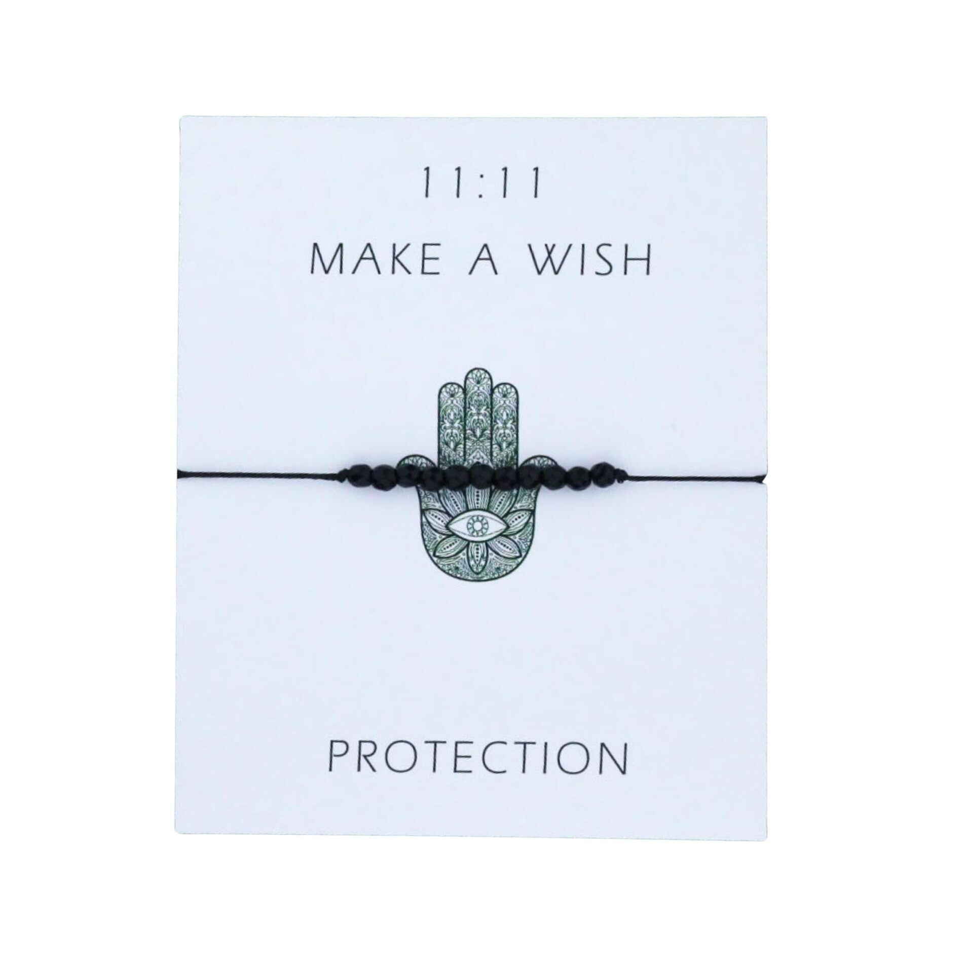 Premium Black Beaded 'Make A Wish - Protection' Adjustable Bracelet | 11:11 Manifestation Jewelry