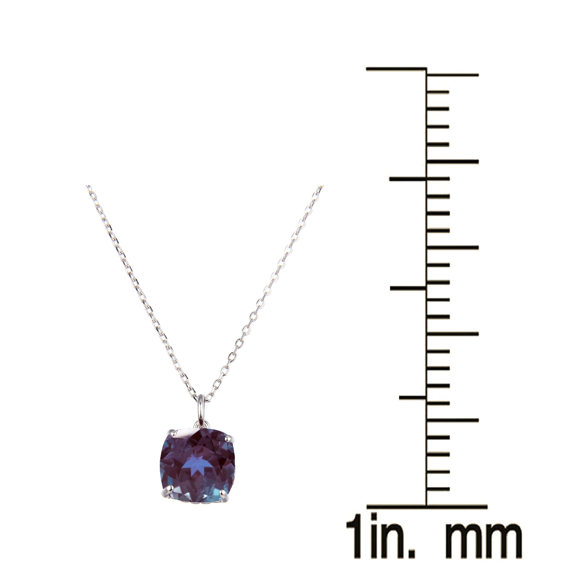 Premium Sterling Silver Cushion Cut Alexandrite Solitaire Pendant - Ultimate Color-Changing Gemstone Jewelry