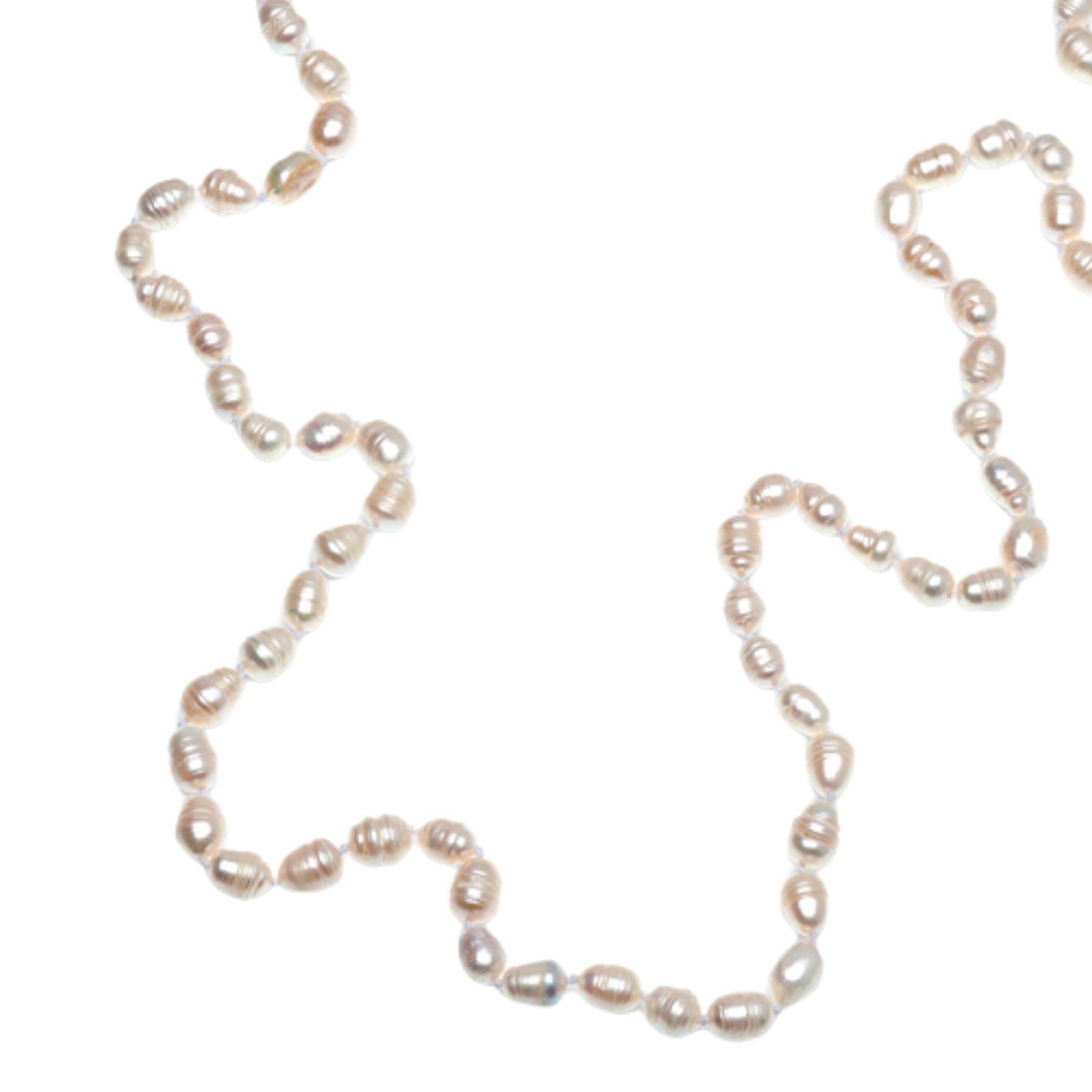 Ultimate 44-Inch White Rice Freshwater Pearl Necklace – Timeless Elegance