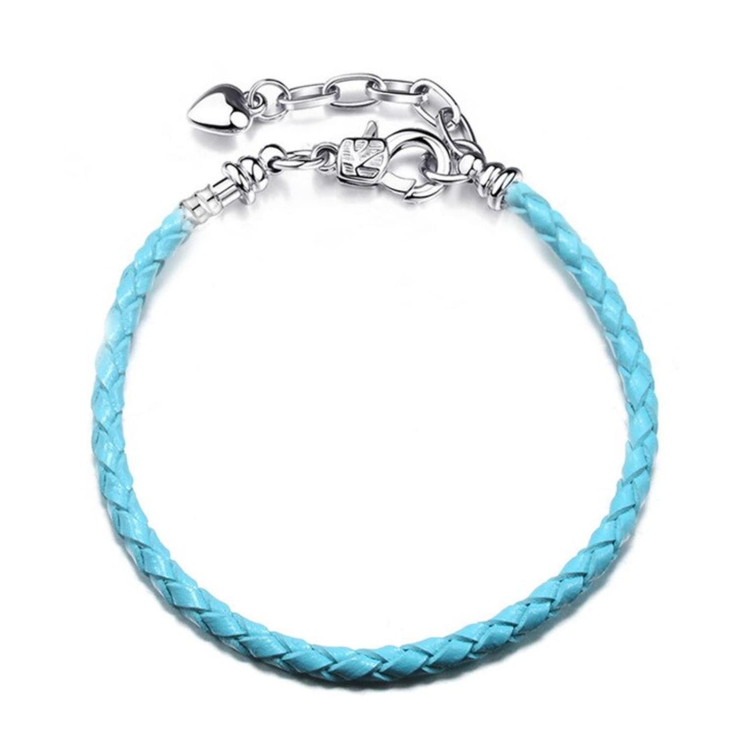 Blue Braided Faux Leather Bracelet