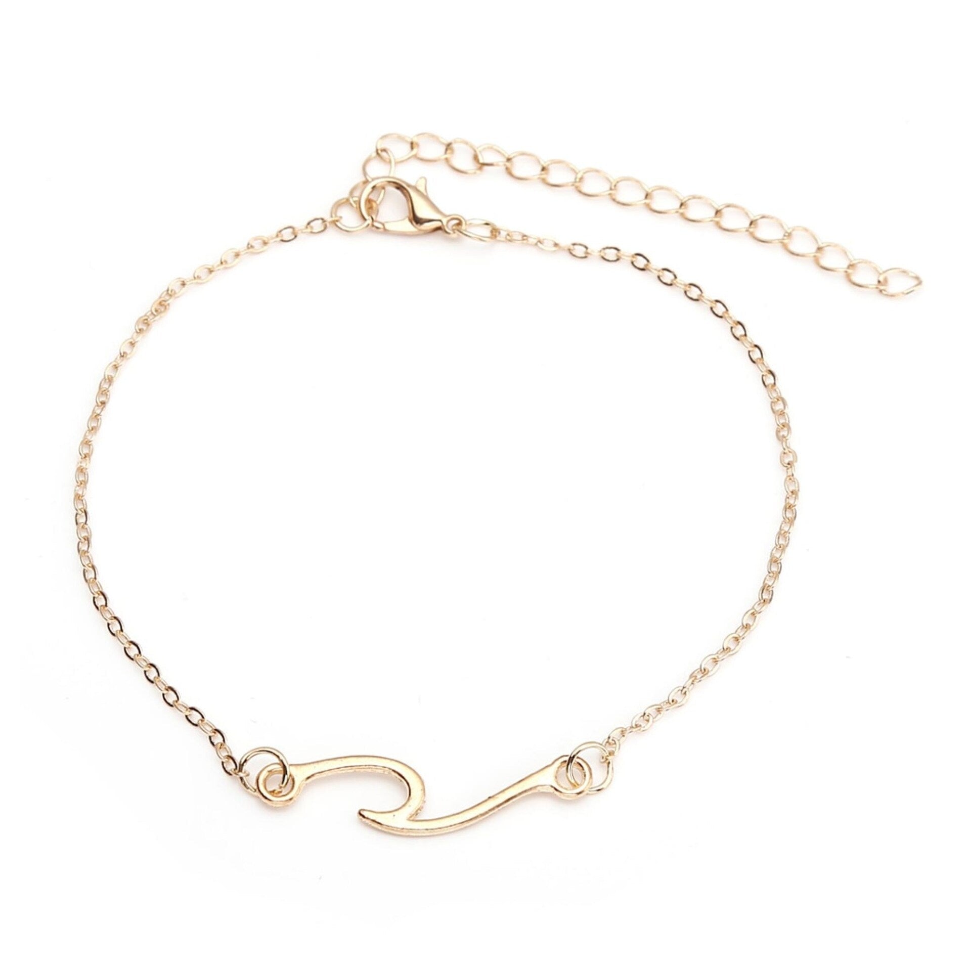 Premium Goldtone Minimalist Wave Anklet - Ultimate Coastal Elegance