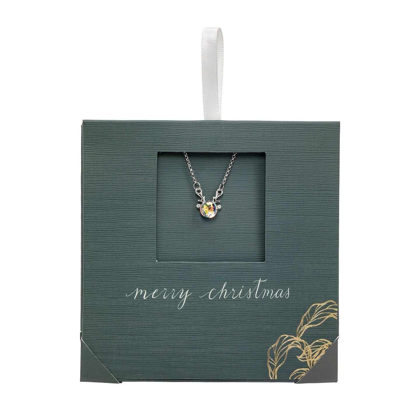 Premium Swarovski Crystal Reindeer Pendant Necklace - Festive Elegance