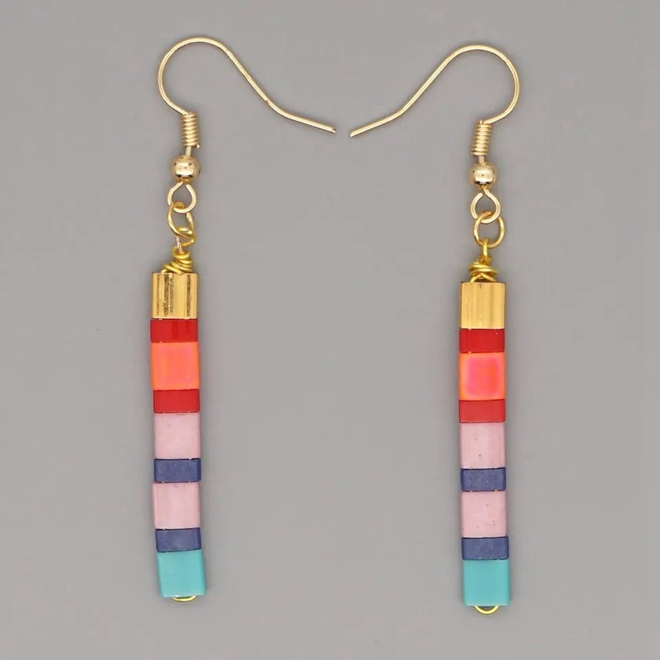 Premium Multi-Colored Tila Drop Earrings | Handcrafted Elegance