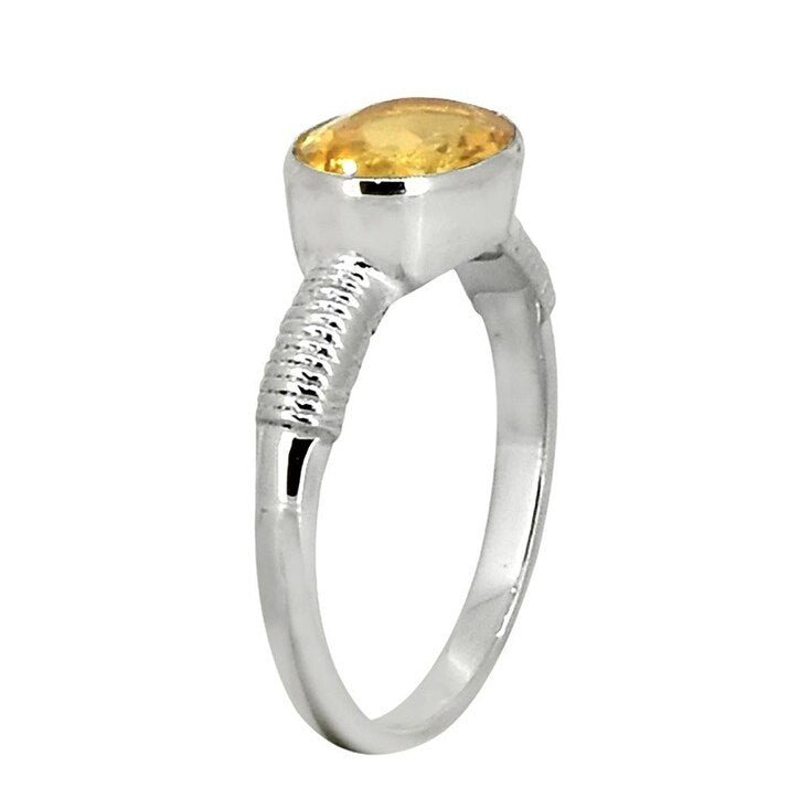 Premium Sterling Silver Citrine Solitaire Ring - Autumn Sunshine Gemstone
