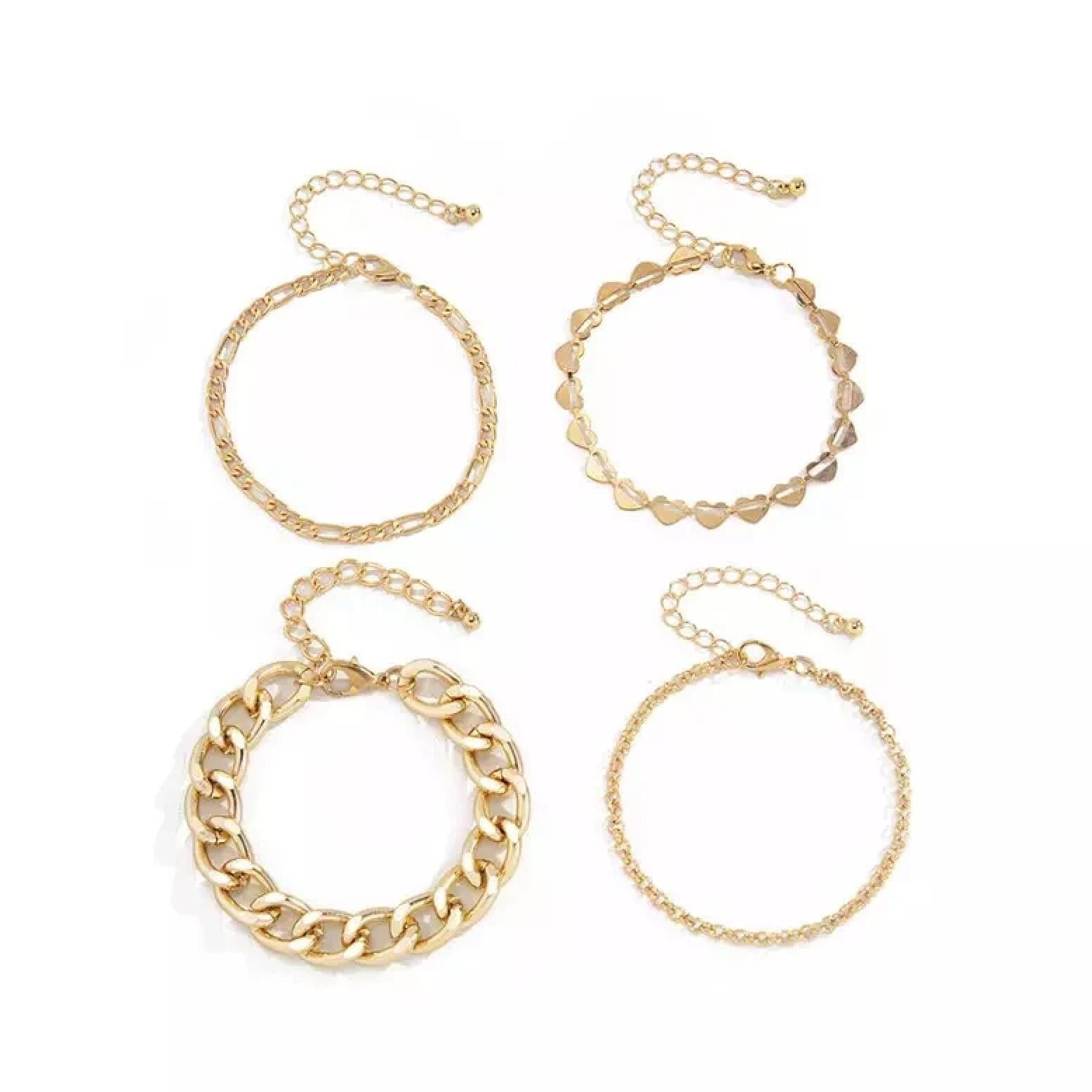 Premium Goldtone Chain Link Bracelet Set - Ultimate Layering Collection