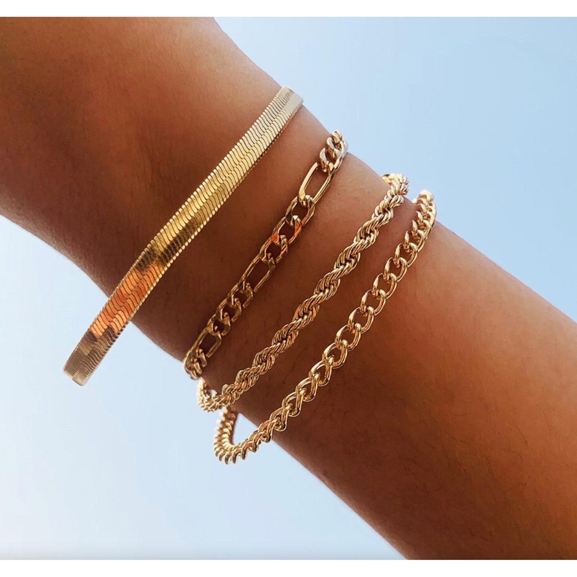 Ultimate Gold-Tone Minimalist Bracelet Set - 4 Elegant Styles