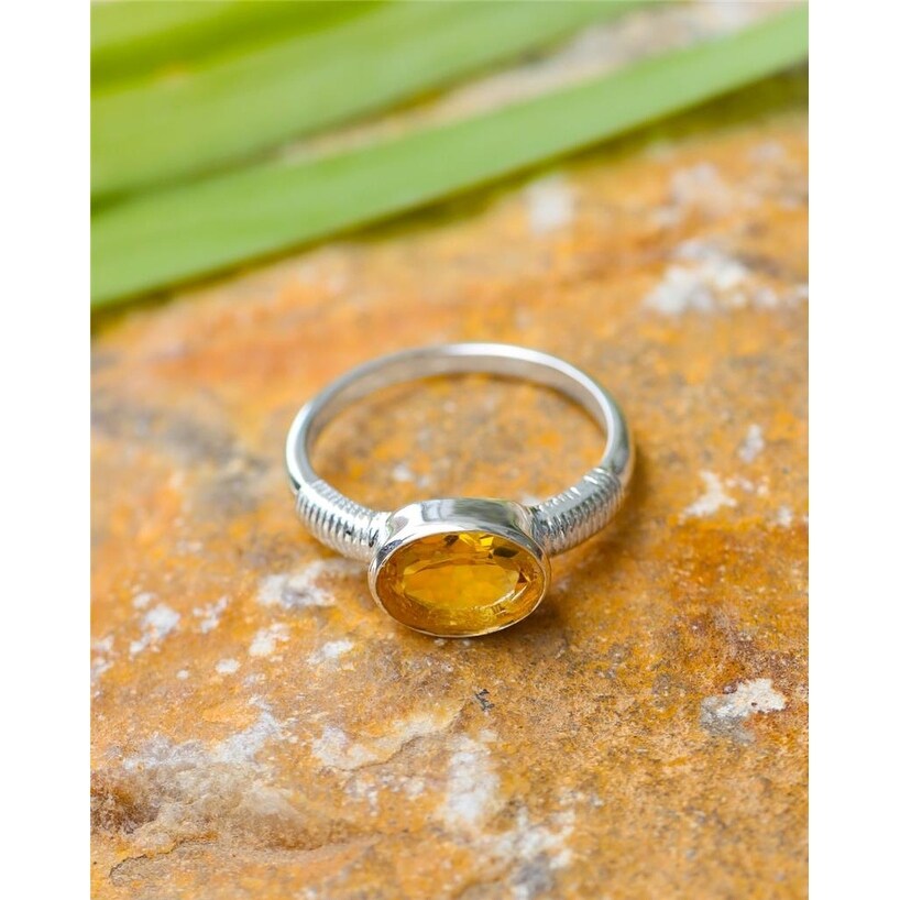 Premium Sterling Silver Citrine Solitaire Ring - Autumn Sunshine Gemstone