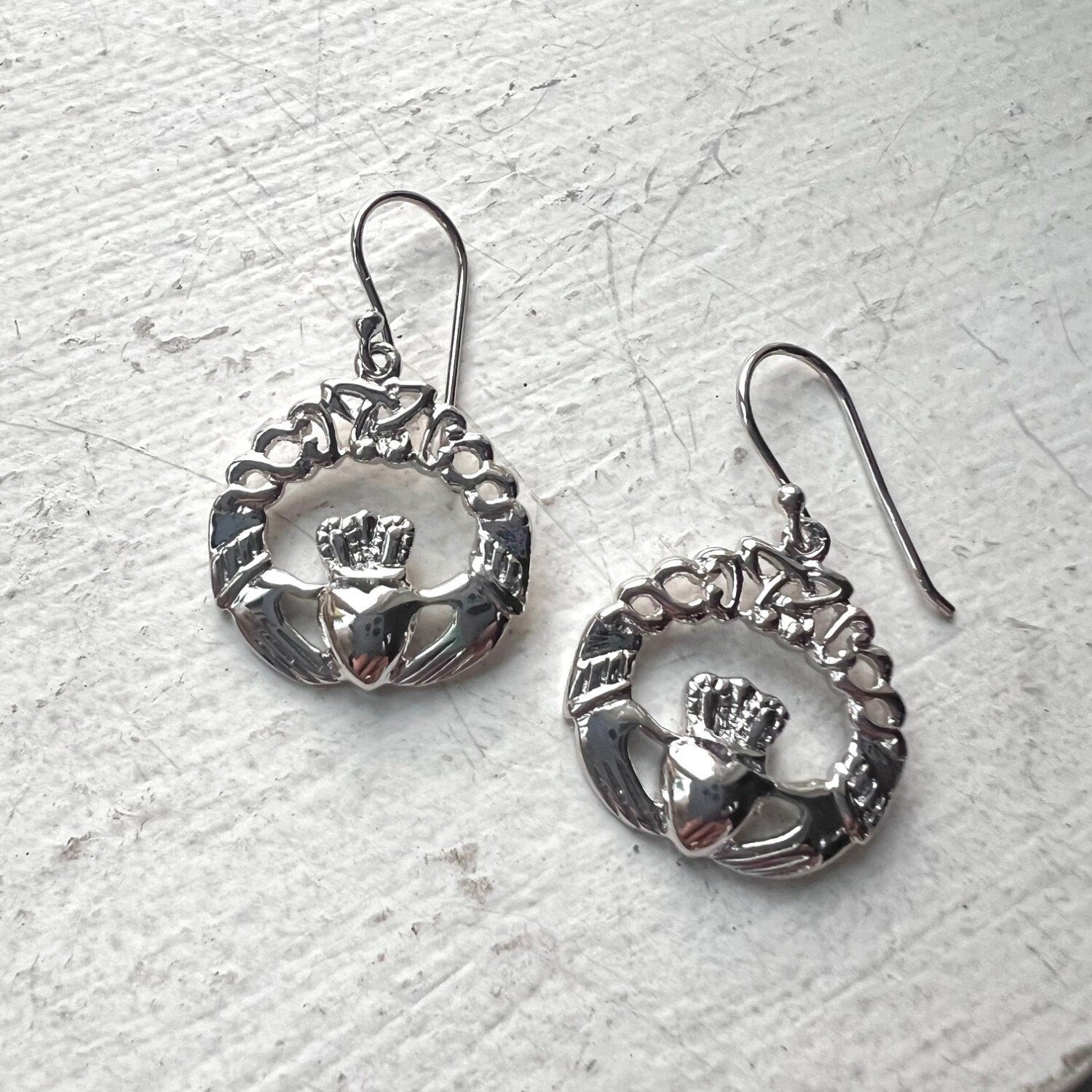 Premium Sterling Silver Claddagh Earrings - Symbol of Love
