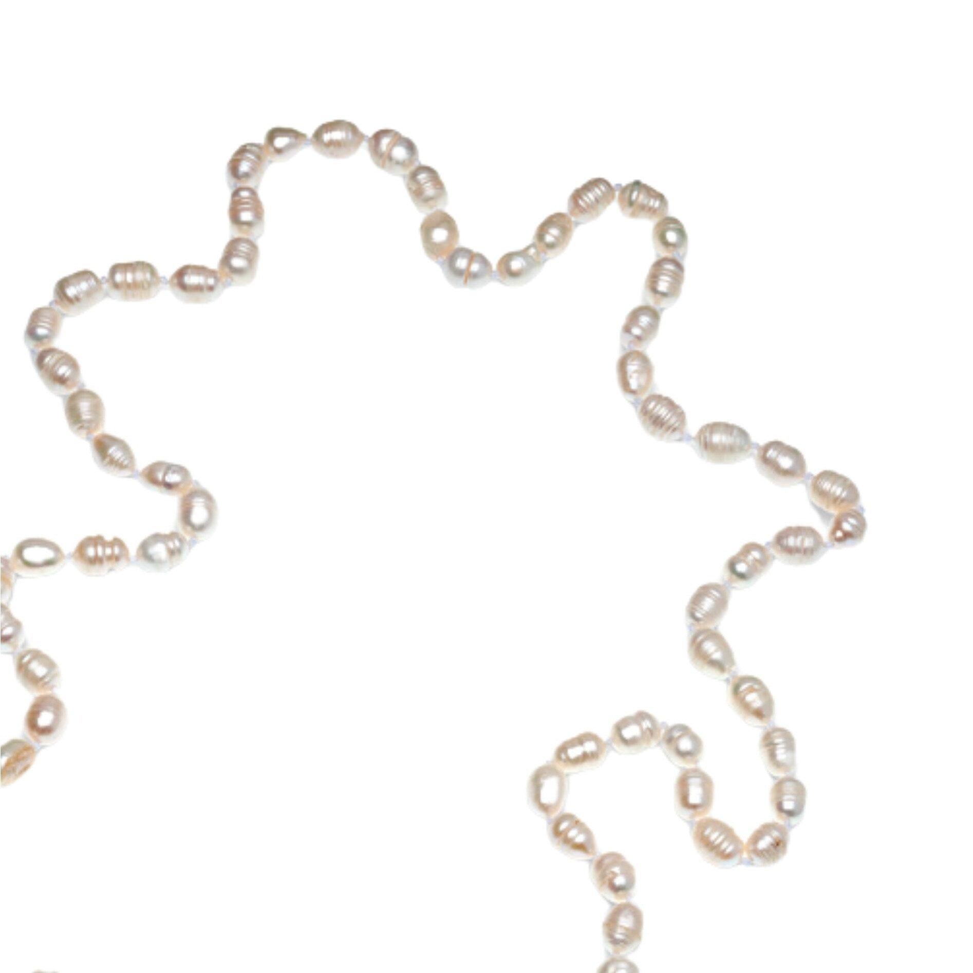 Ultimate 44-Inch White Rice Freshwater Pearl Necklace – Timeless Elegance