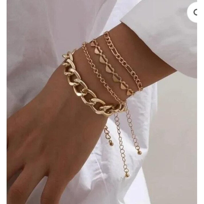 Premium Goldtone Chain Link Bracelet Set - Ultimate Layering Collection