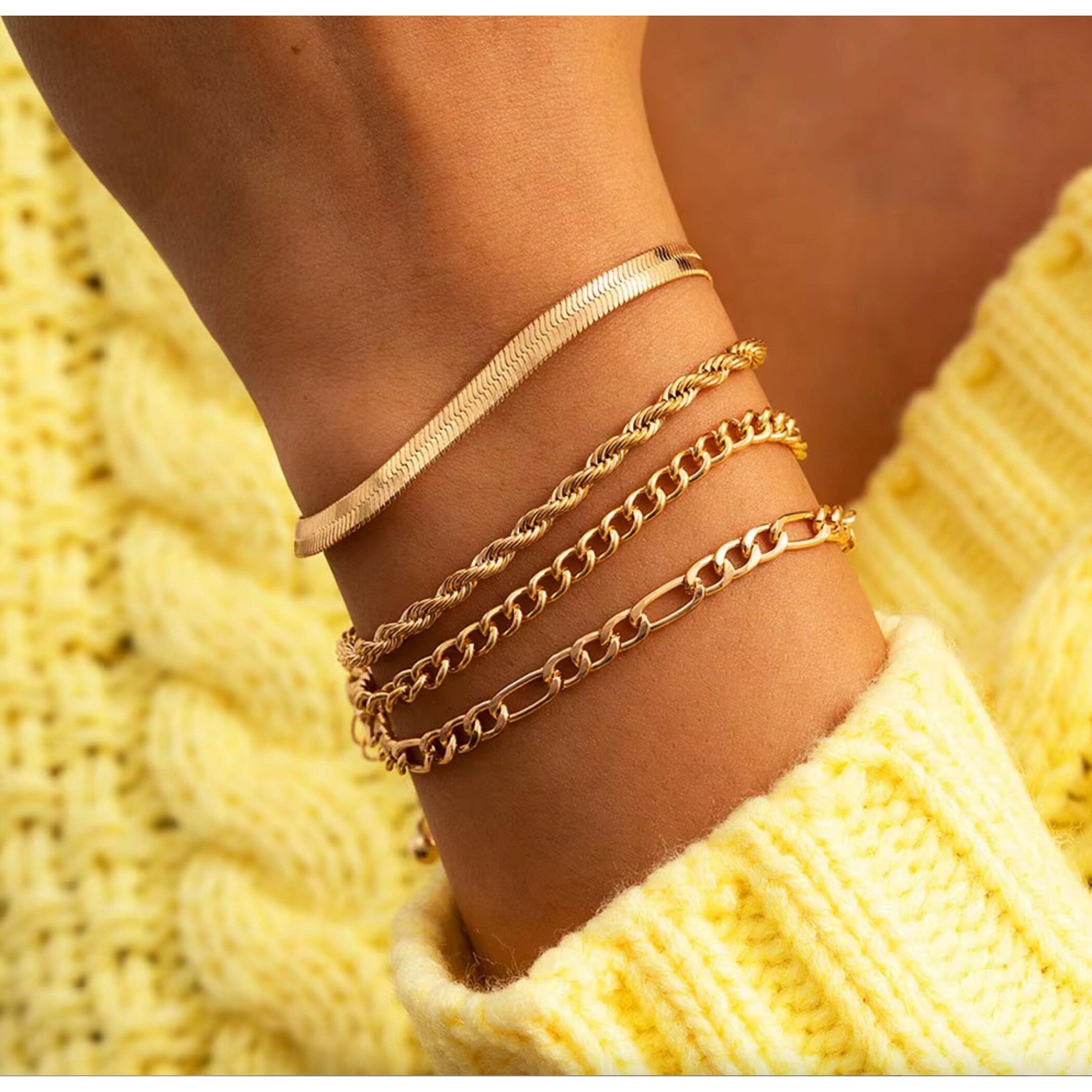 Ultimate Gold-Tone Minimalist Bracelet Set - 4 Elegant Styles