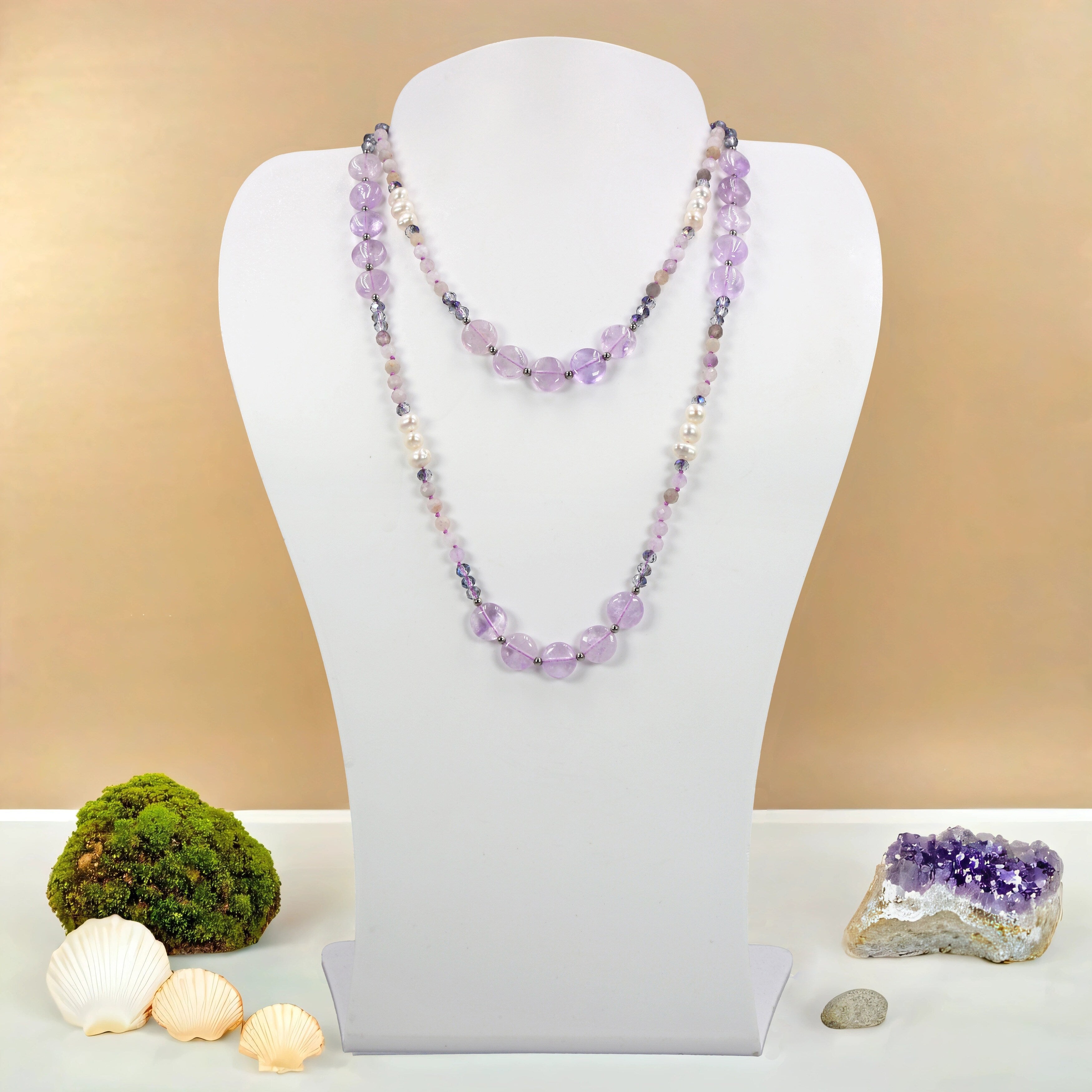 Premium Amethyst & Pearl Elegance Necklace