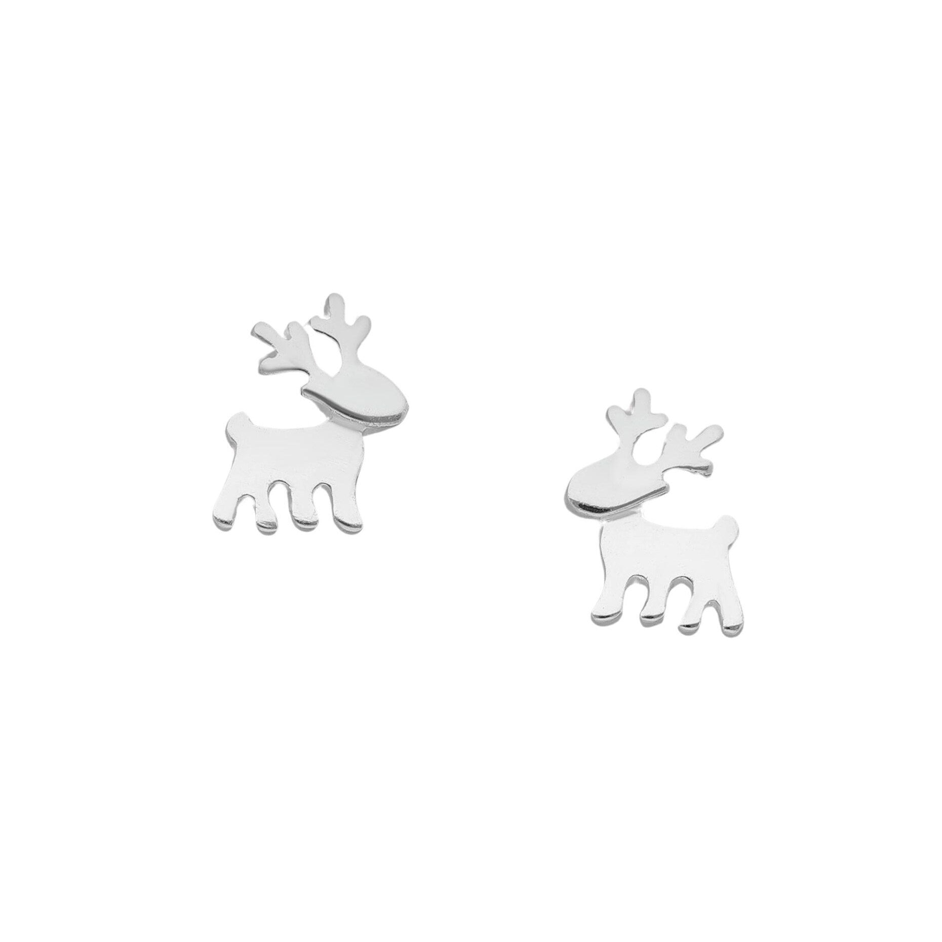 Sterling Silver Reindeer Stud Earrings